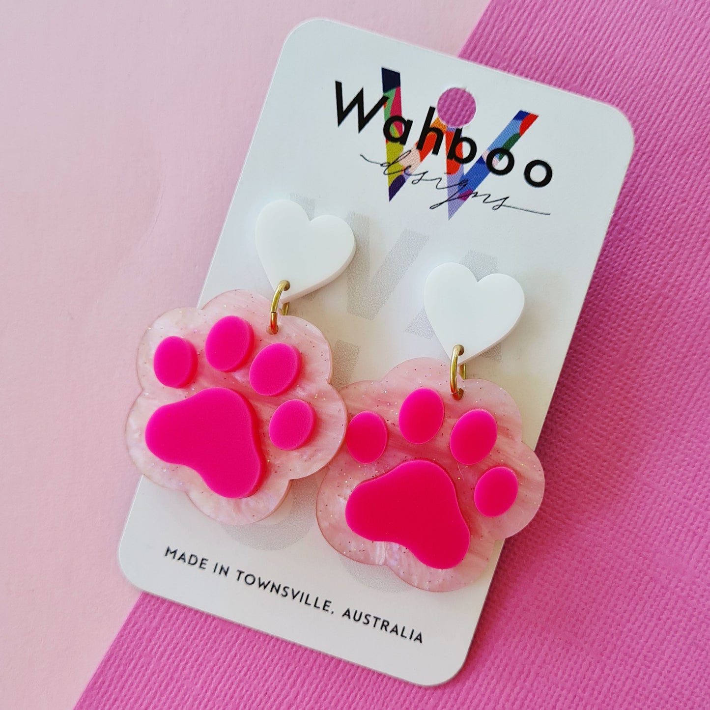 Cat and Dog Paw Dangle Earrings