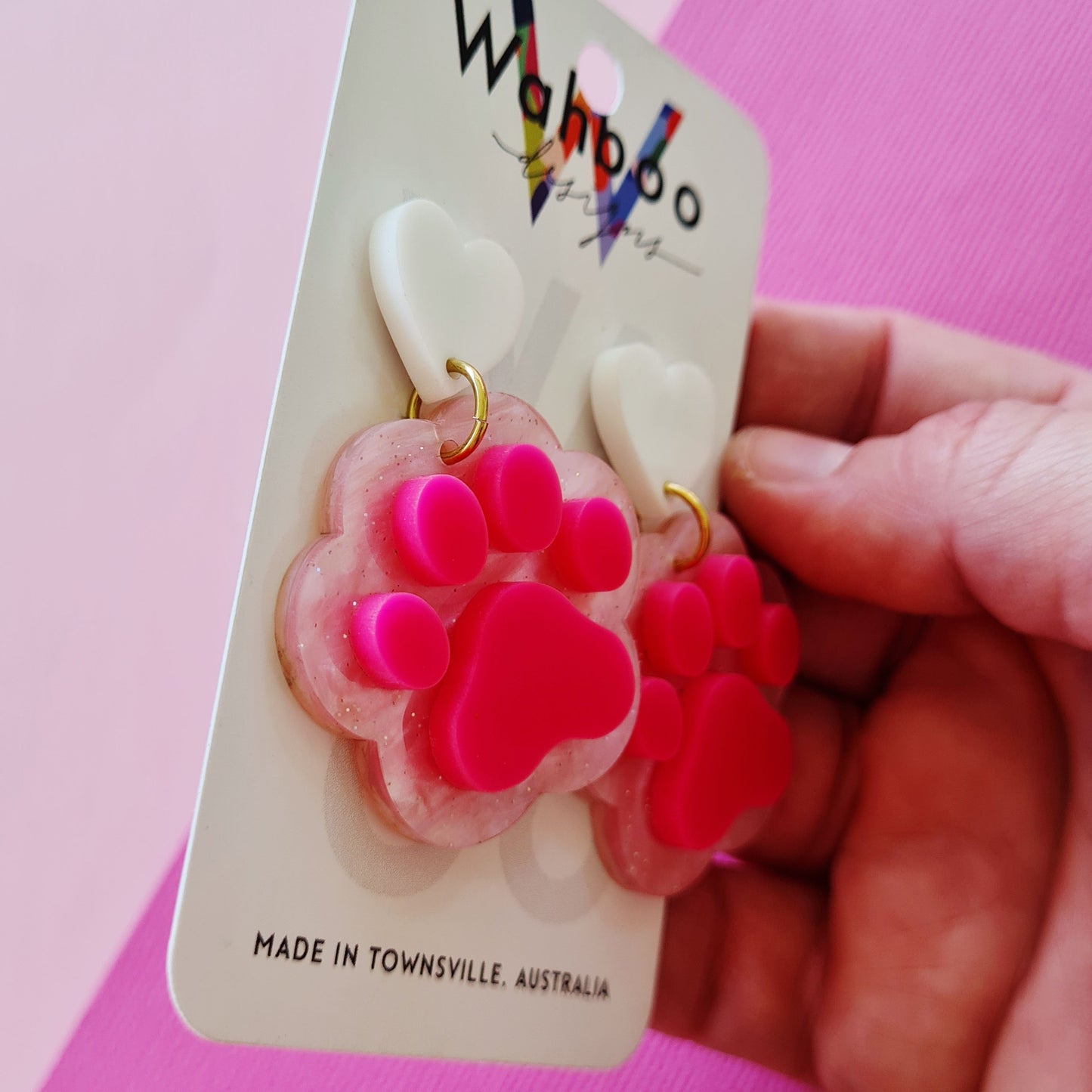 Cat and Dog Paw Dangle Earrings