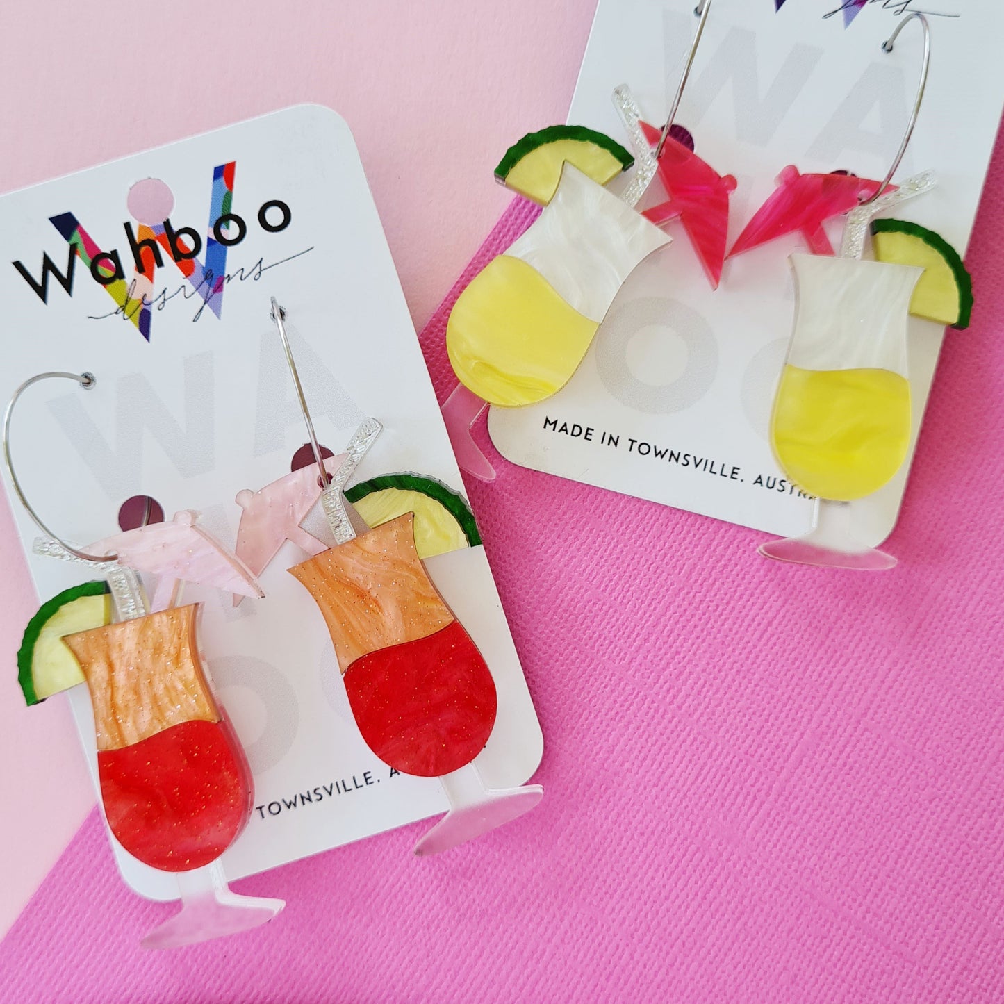 Tequila Sunrise Cocktail Dangle Earrings