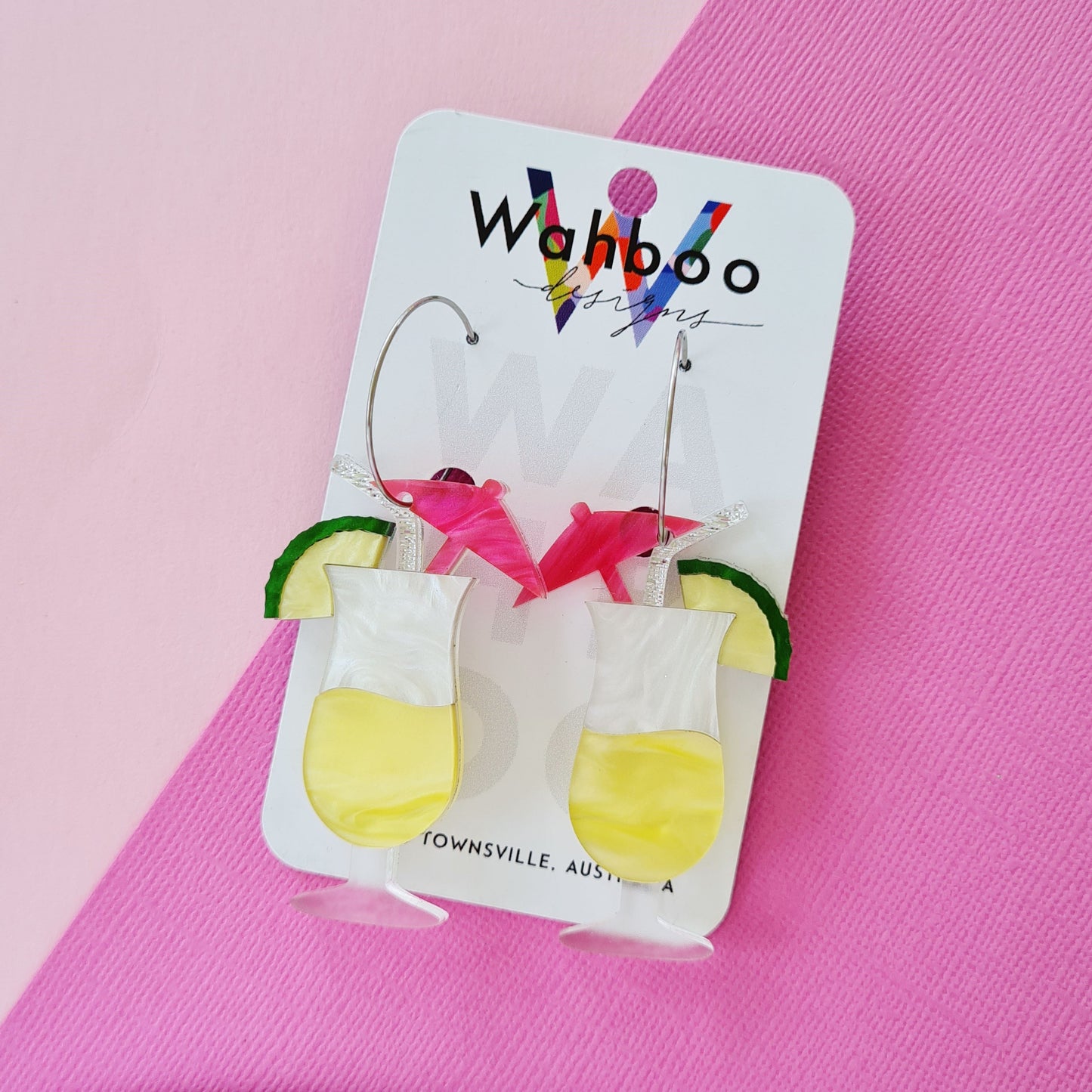 Pina Colada Cocktail Dangle Earrings