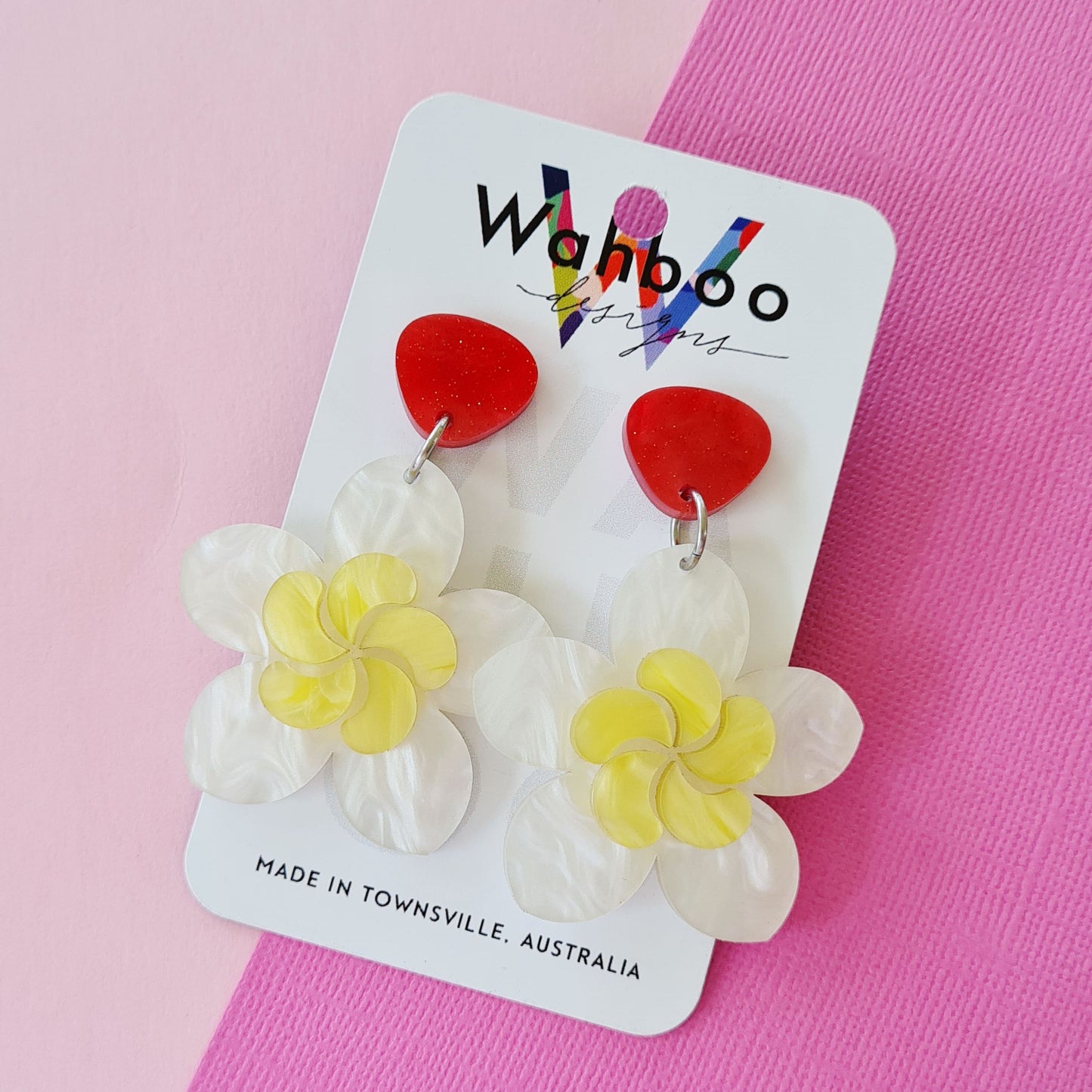 Frangipani Flower Dangle Earrings