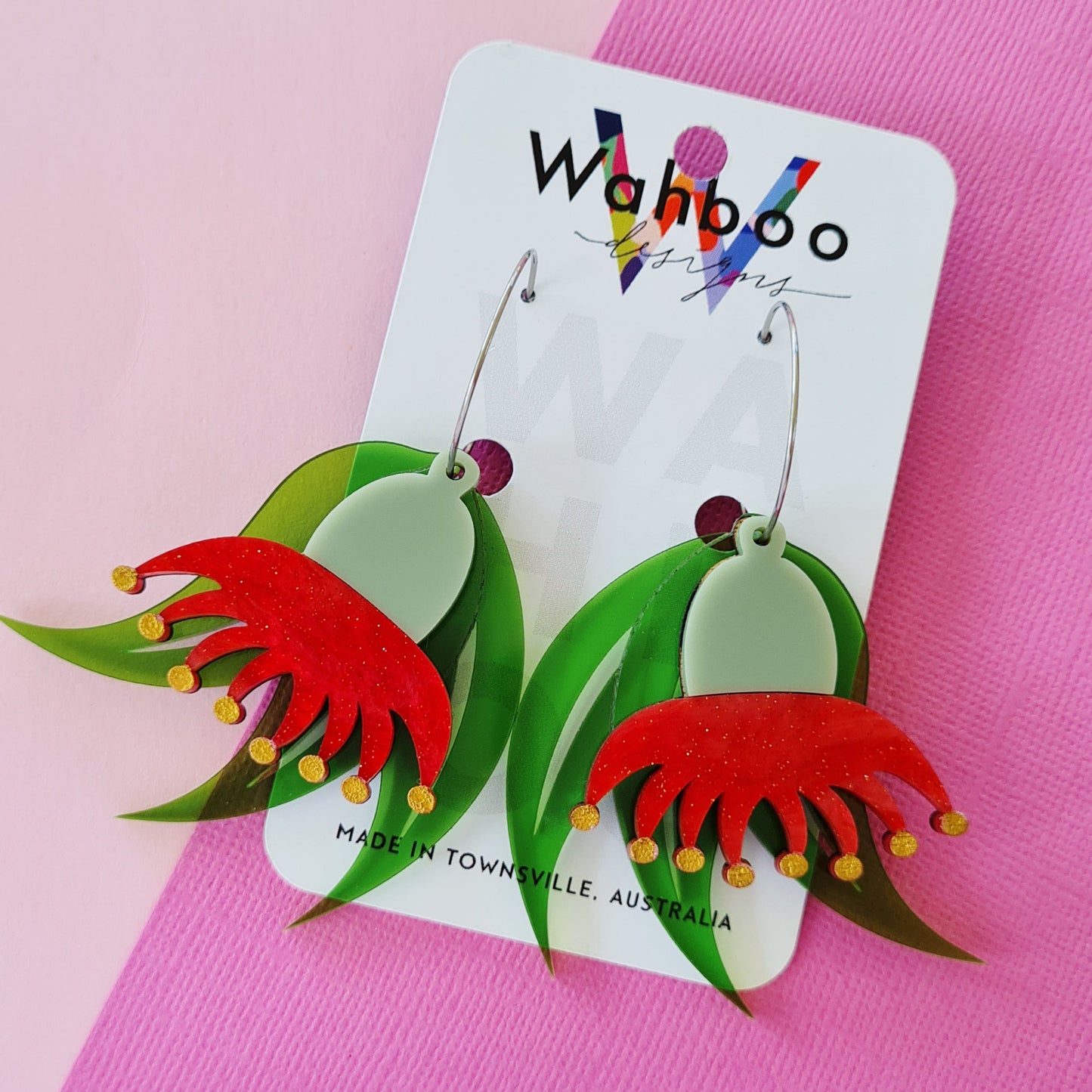 Gumnut Flower Blossom Dangle Earrings