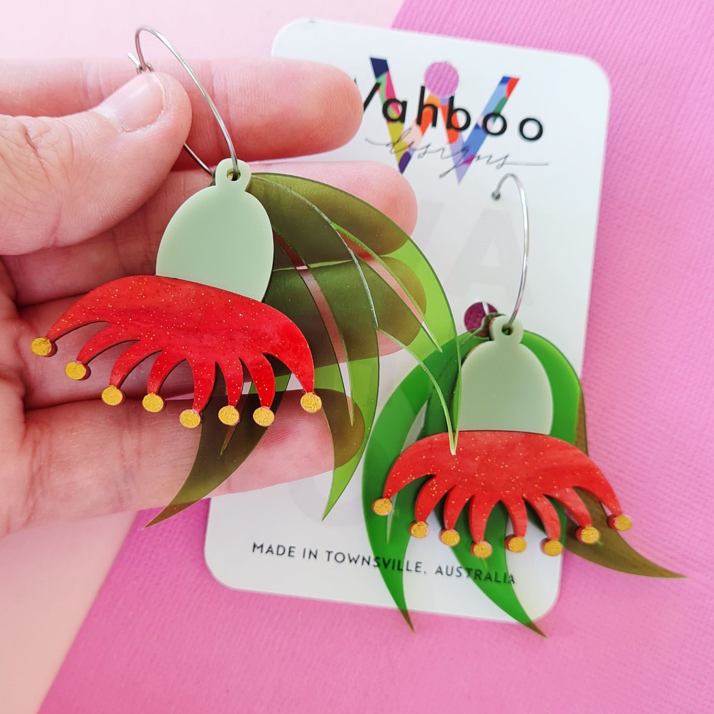Gumnut Flower Blossom Dangle Earrings