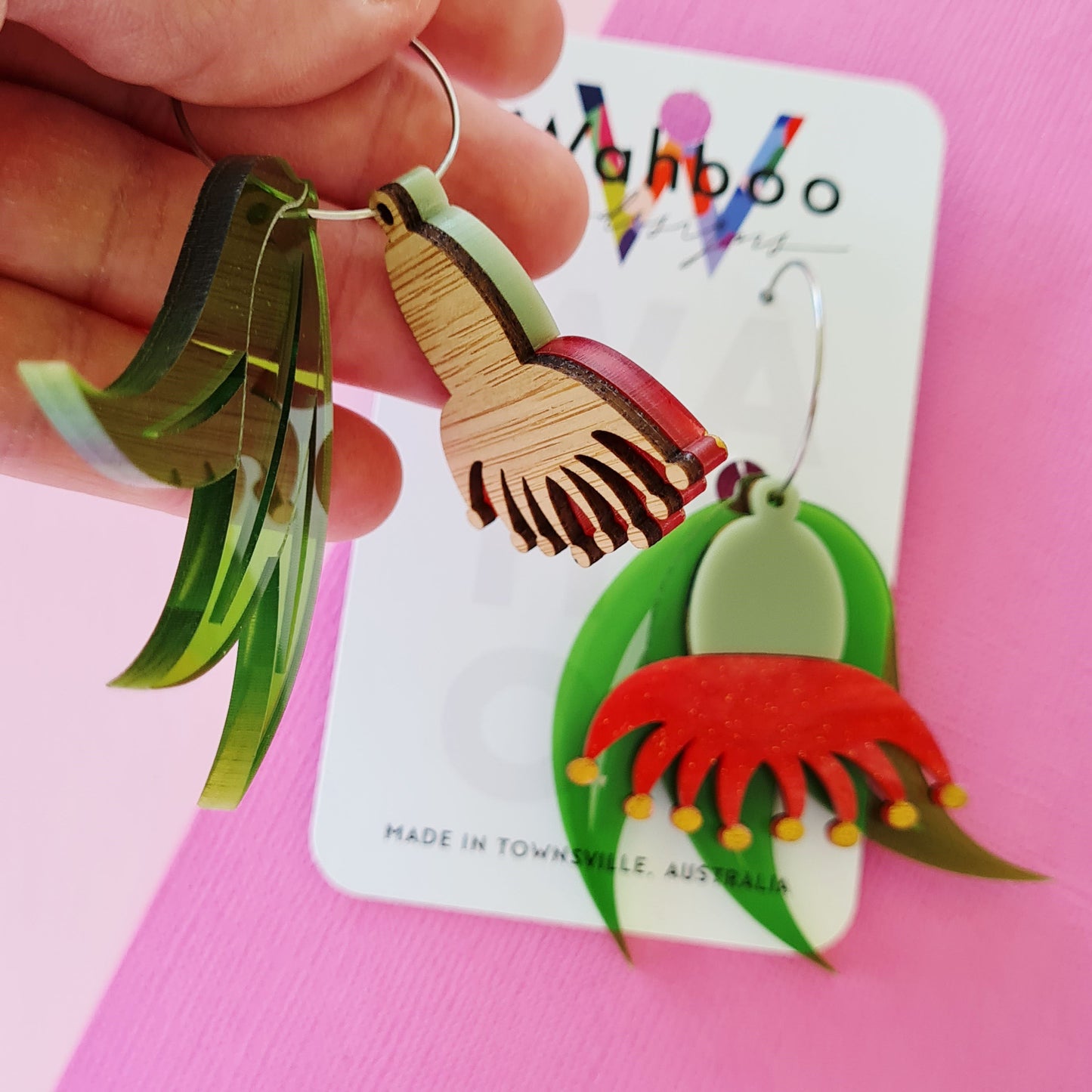 Gumnut Flower Blossom Dangle Earrings