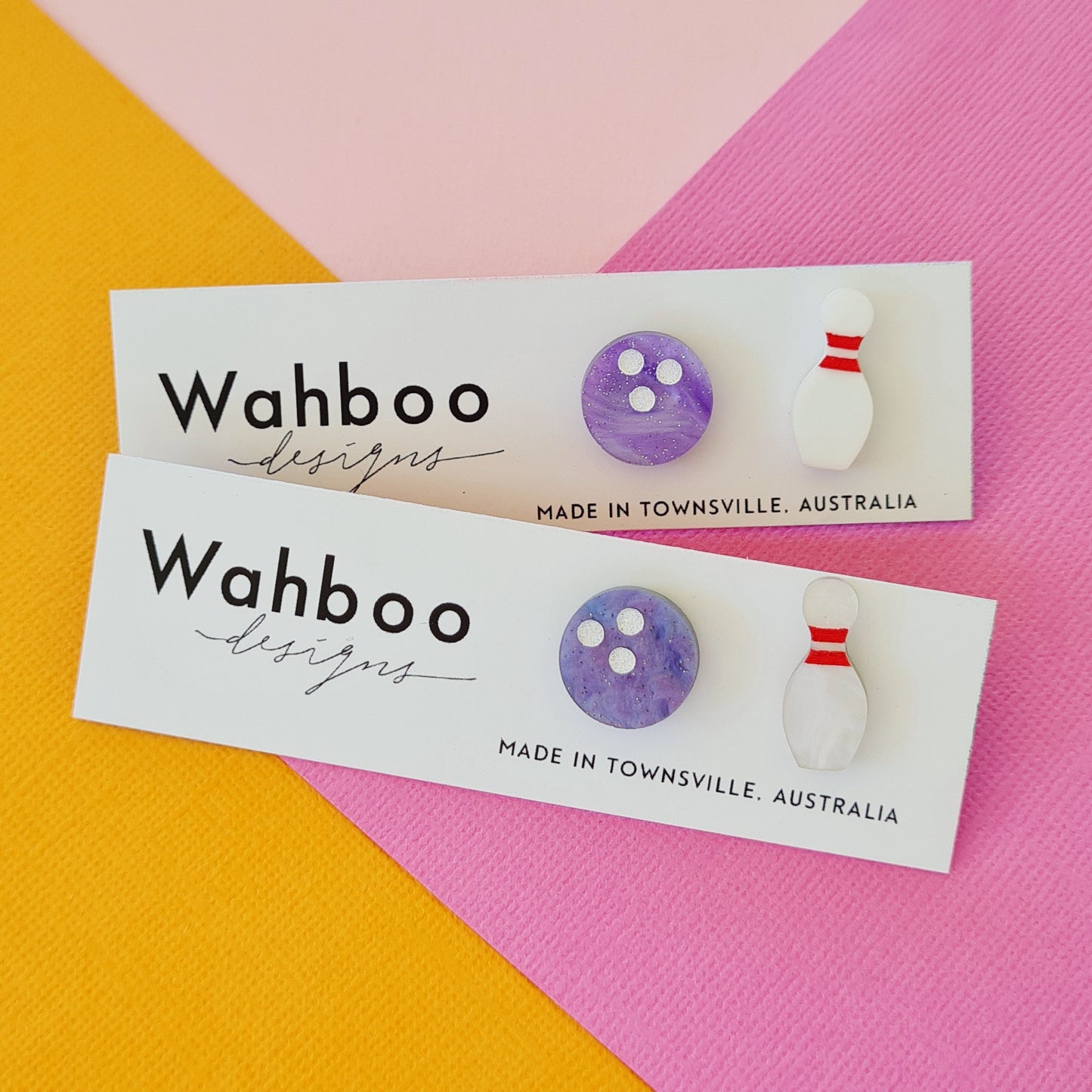 Ten Pin Bowling Stud Earrings