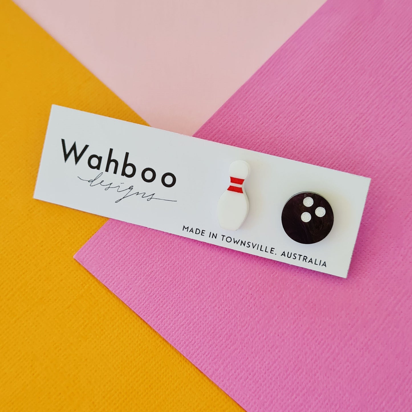Ten Pin Bowling Stud Earrings