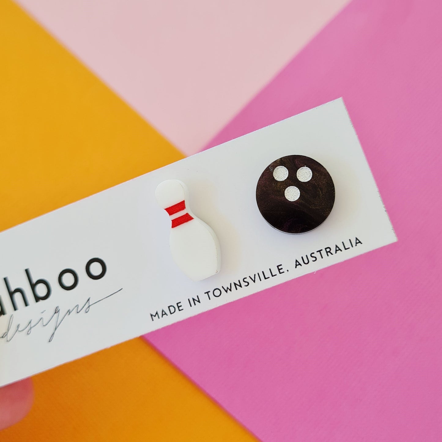Ten Pin Bowling Stud Earrings