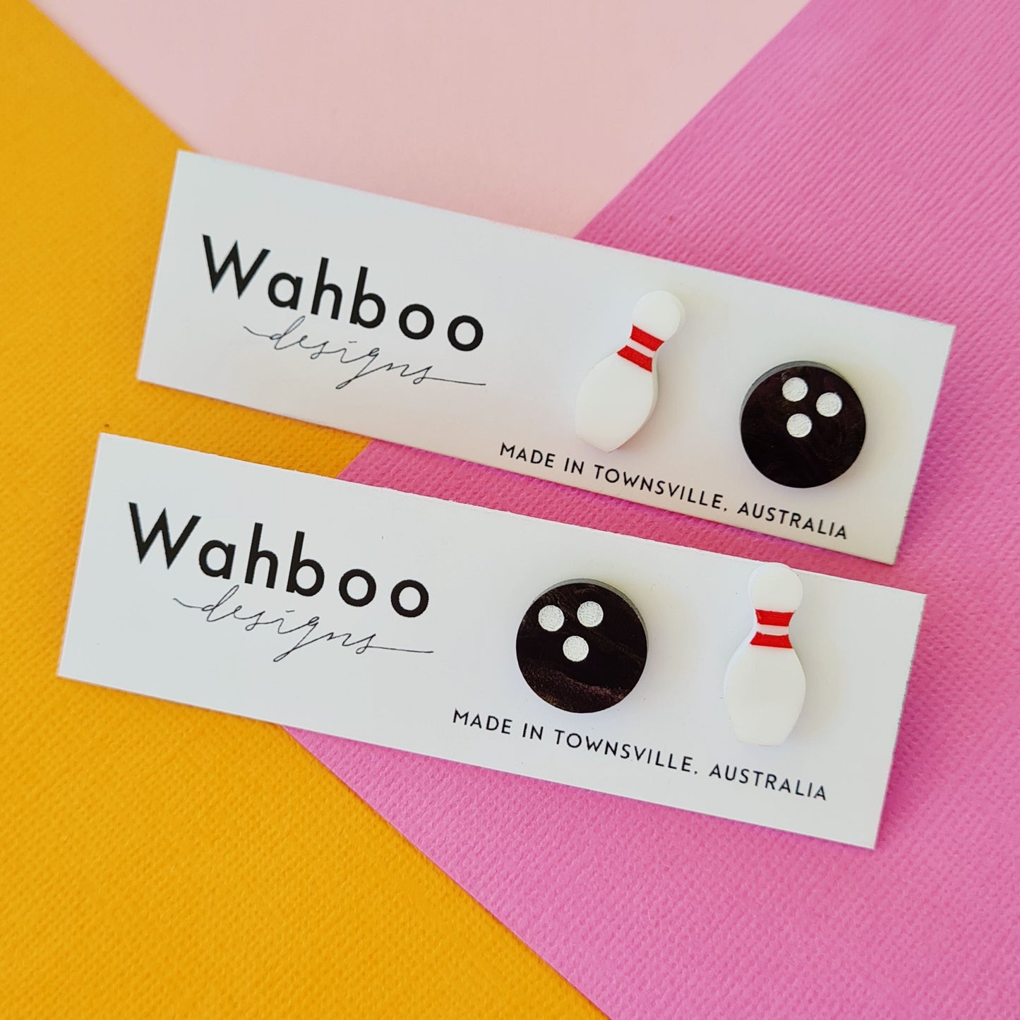 Ten Pin Bowling Stud Earrings