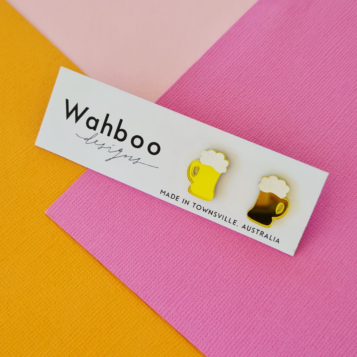 Beer Mug and Froth Stud Earrings