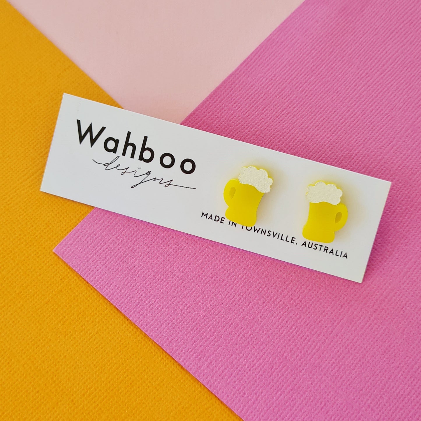 Beer Mug and Froth Stud Earrings