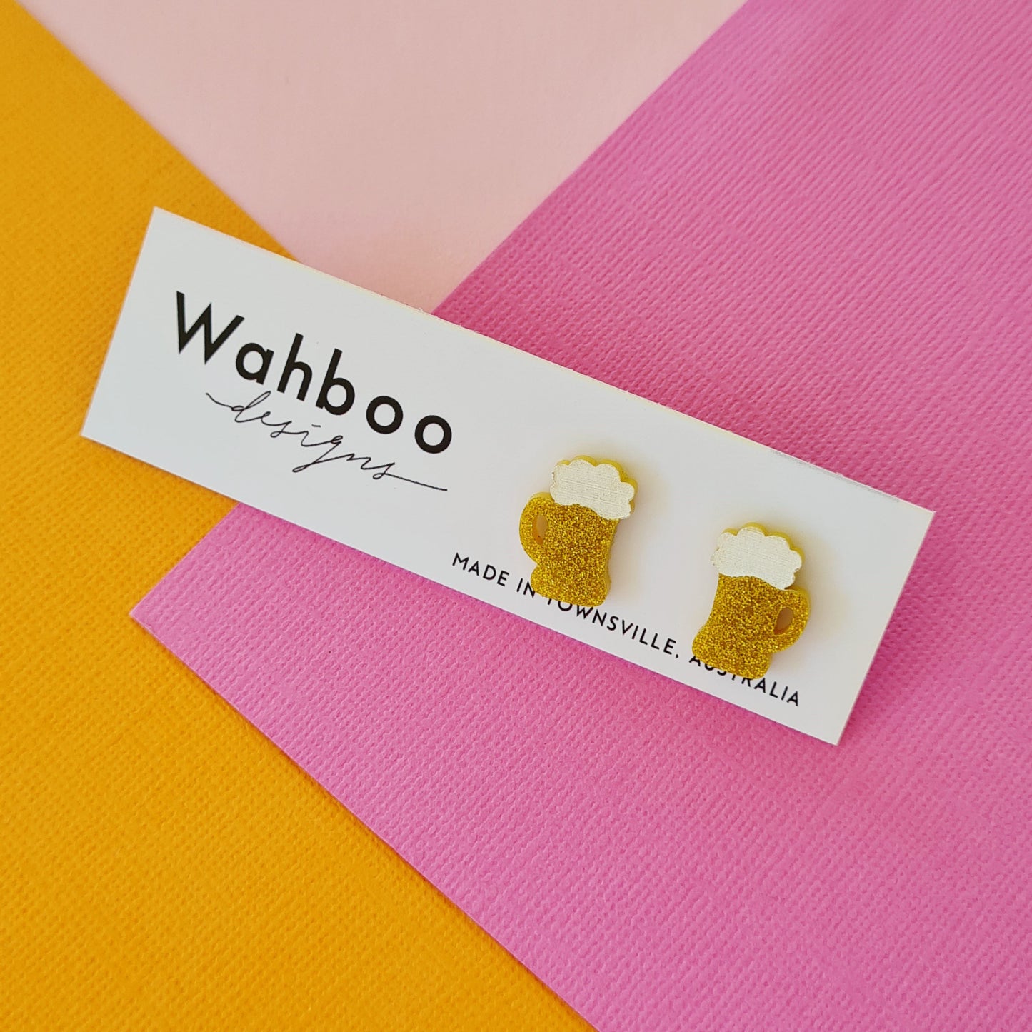 Beer Mug and Froth Stud Earrings