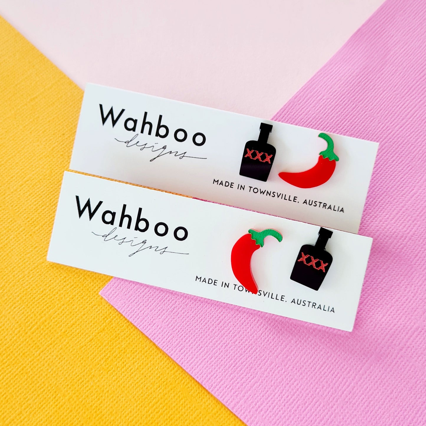 Chilli and Hot Sauce Stud Earrings