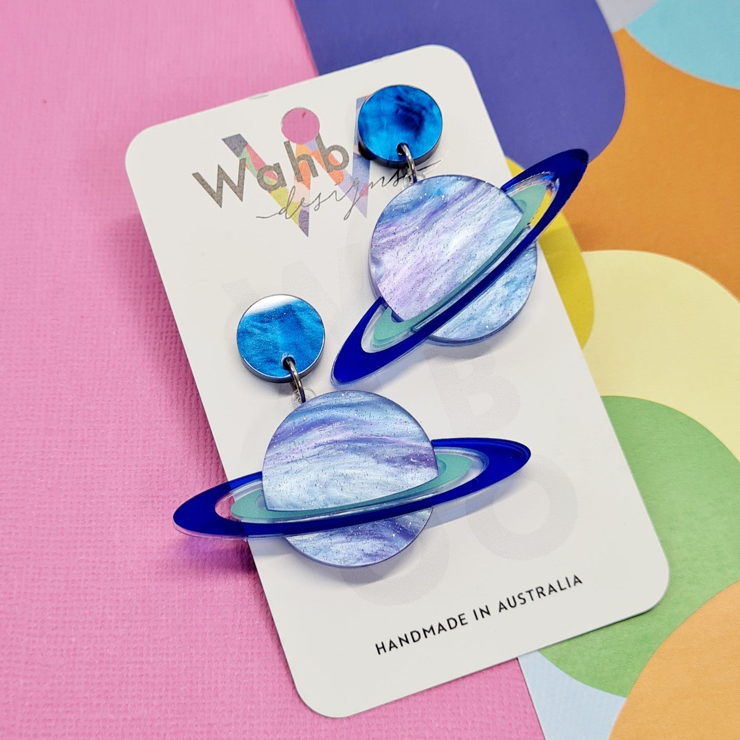 Planet Saturn Dangle Earrings
