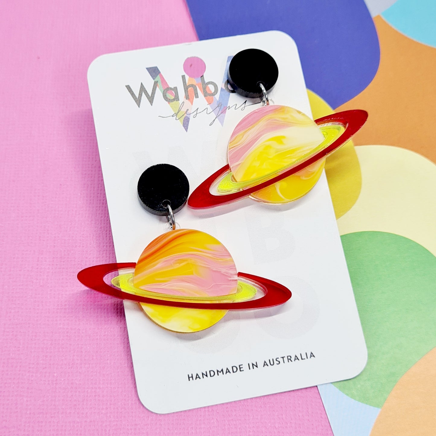 Planet Saturn Dangle Earrings