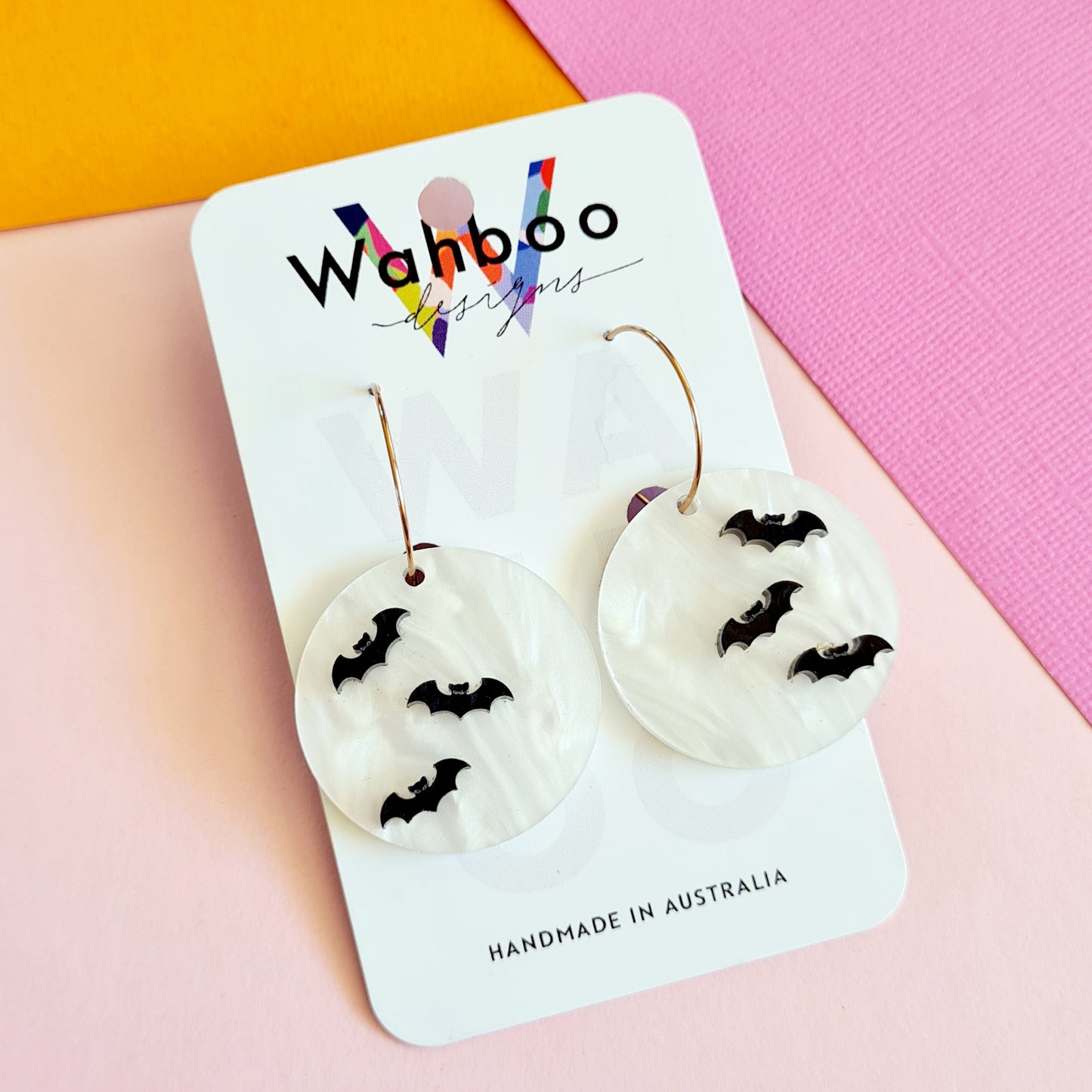 Halloween Full Moon and Bats Dangle Earrings