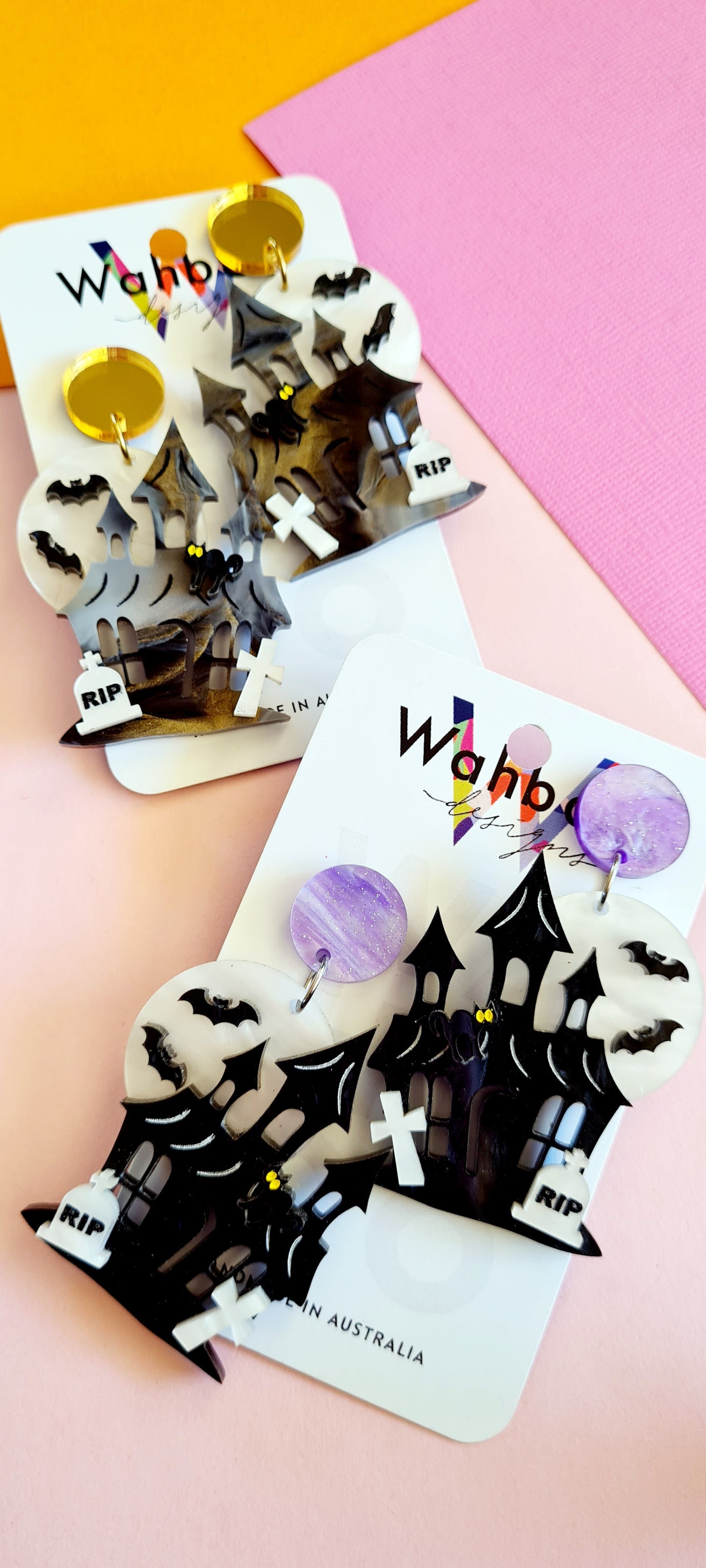 Halloween Haunted House Dangle Earrings