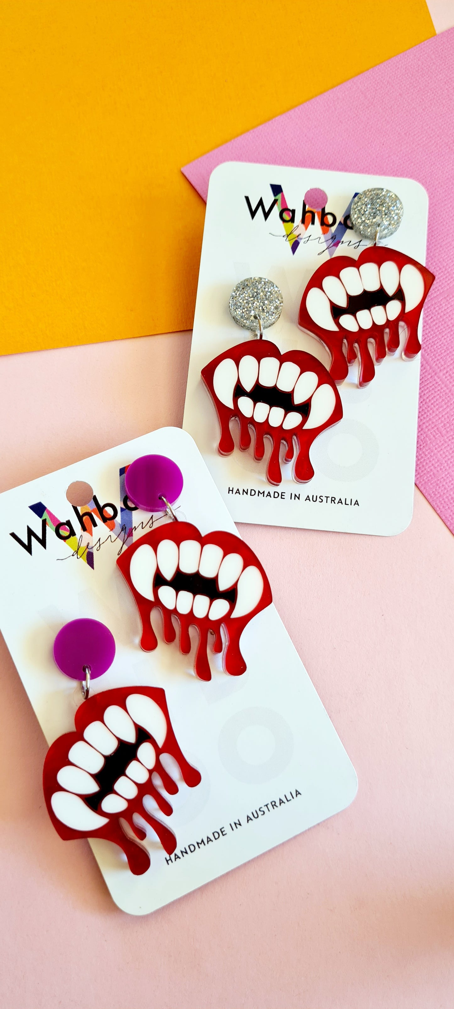 Halloween Vampire Teeth and Blood Dangle Earrings