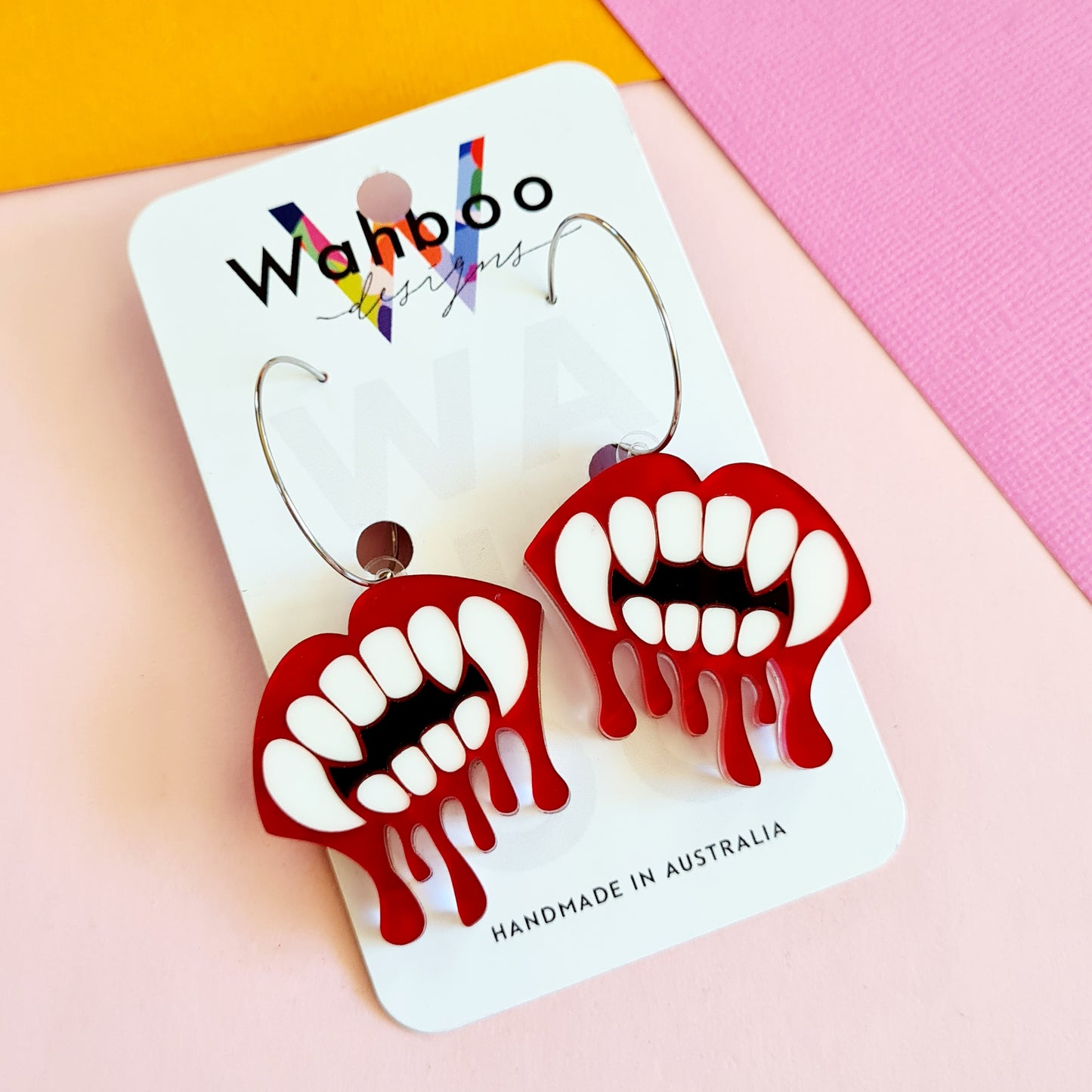 Halloween Vampire Teeth and Blood Dangle Earrings