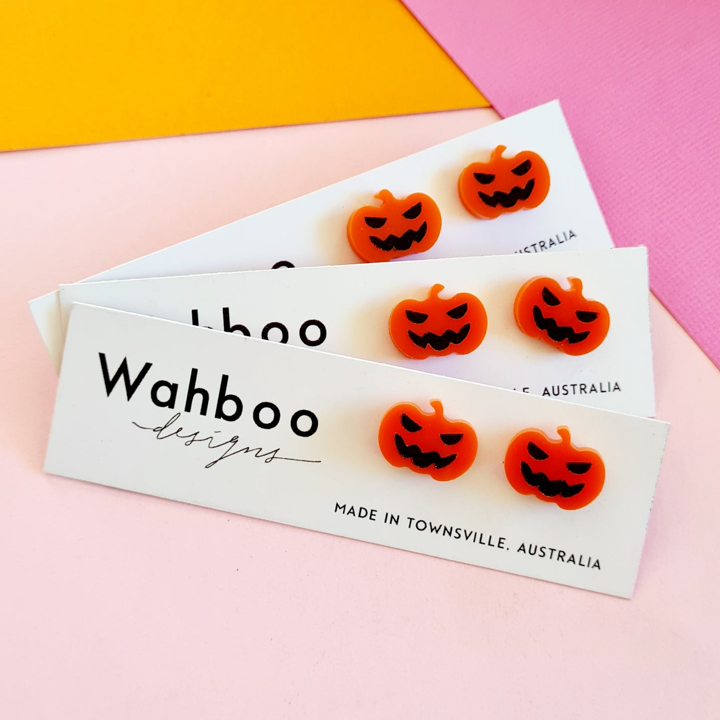 Halloween Pumpkin Jack-O-Lantern Stud Earrings