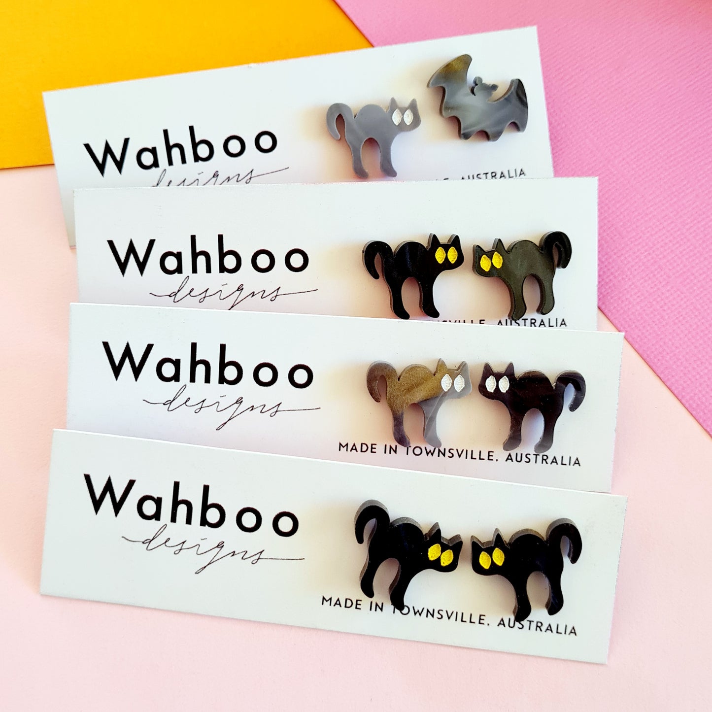 Halloween Black Cat Stud Earrings
