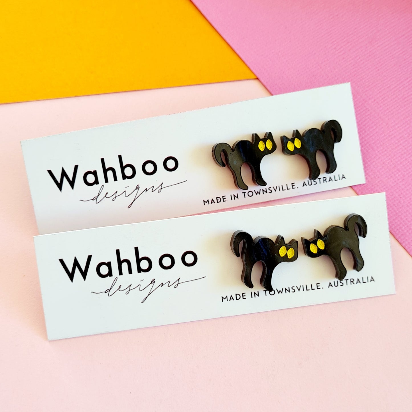 Halloween Black Cat Stud Earrings
