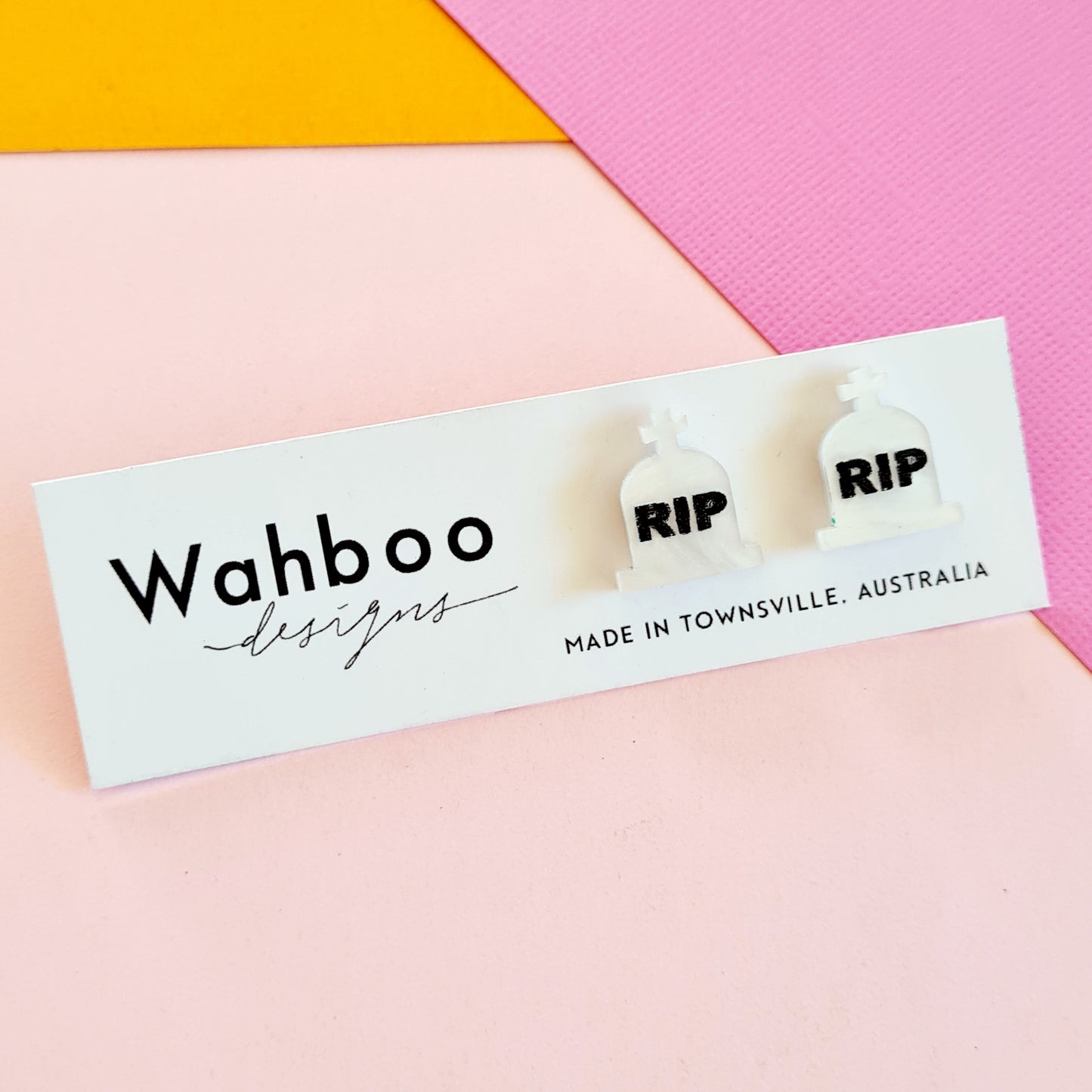 Halloween Tombstone RIP Stud Earrings