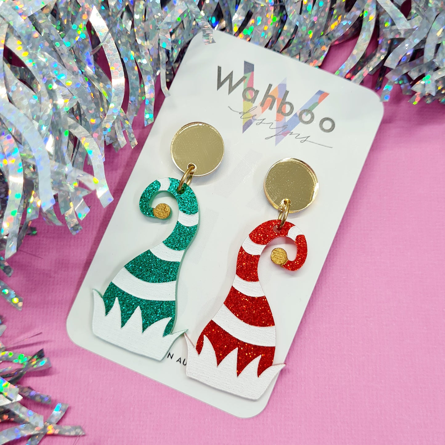 Christmas Elf Hat and Boots Dangle Earrings