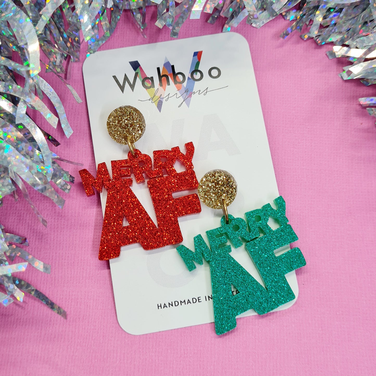 Christmas Merry AF or Festive AF Dangle Earrings