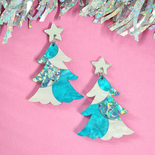 Christmas Tree Mosaic Dangle Earrings