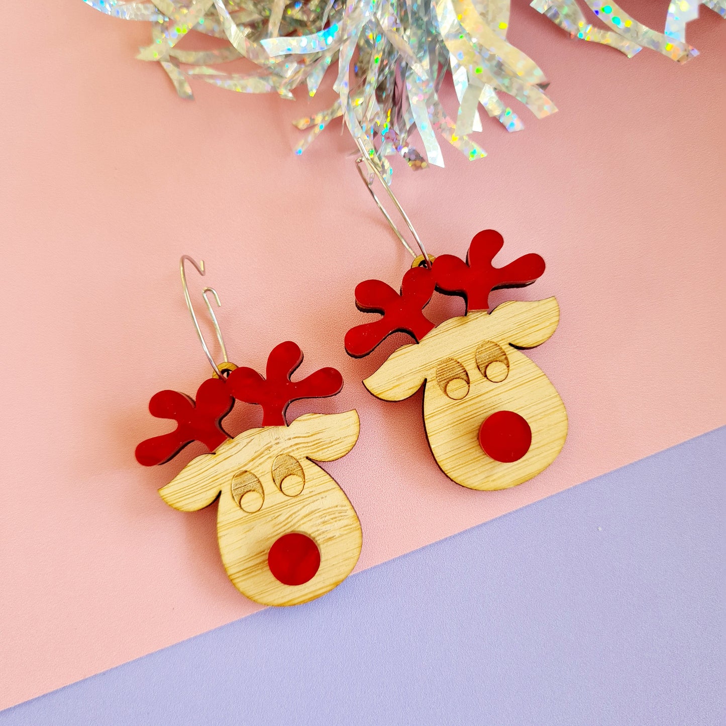 Christmas Rudolph Face Dangle Earrings