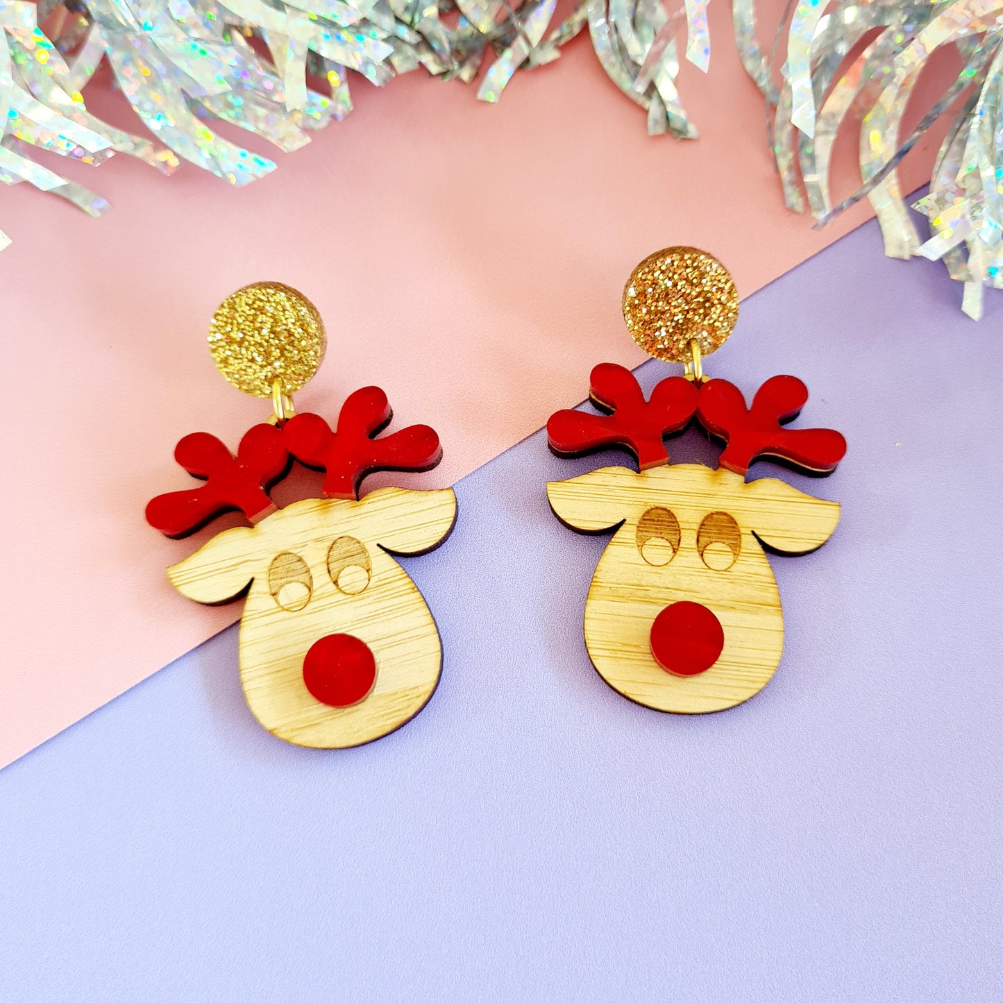 Christmas Rudolph Face Dangle Earrings