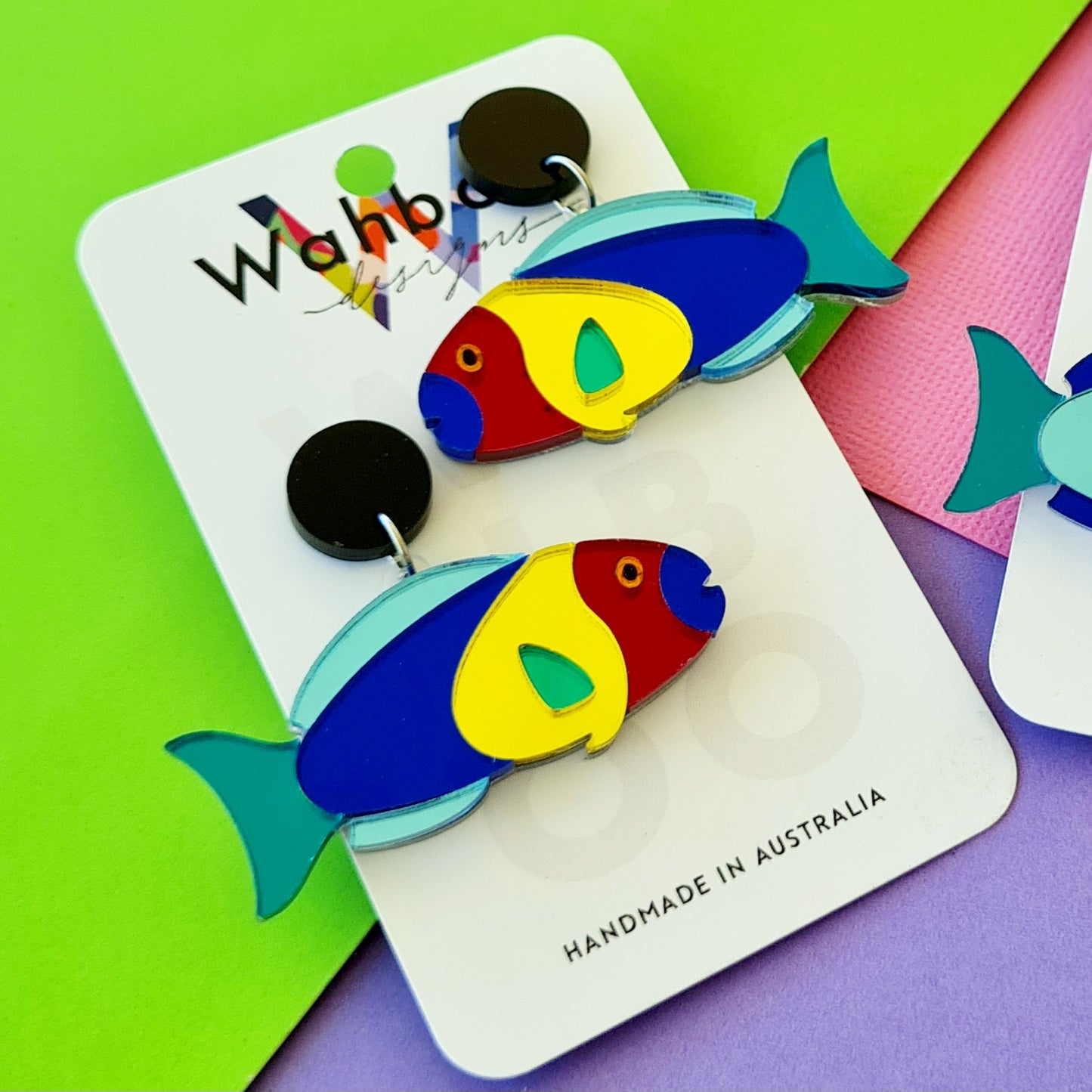 Tropical Parrot Fish Dangle Earrings