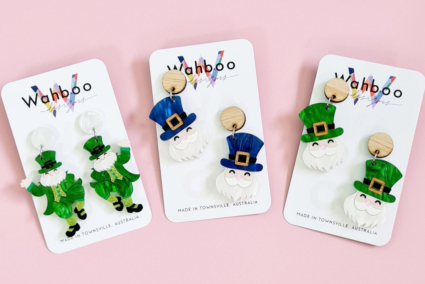 Leprechaun Face Dangle Earrings