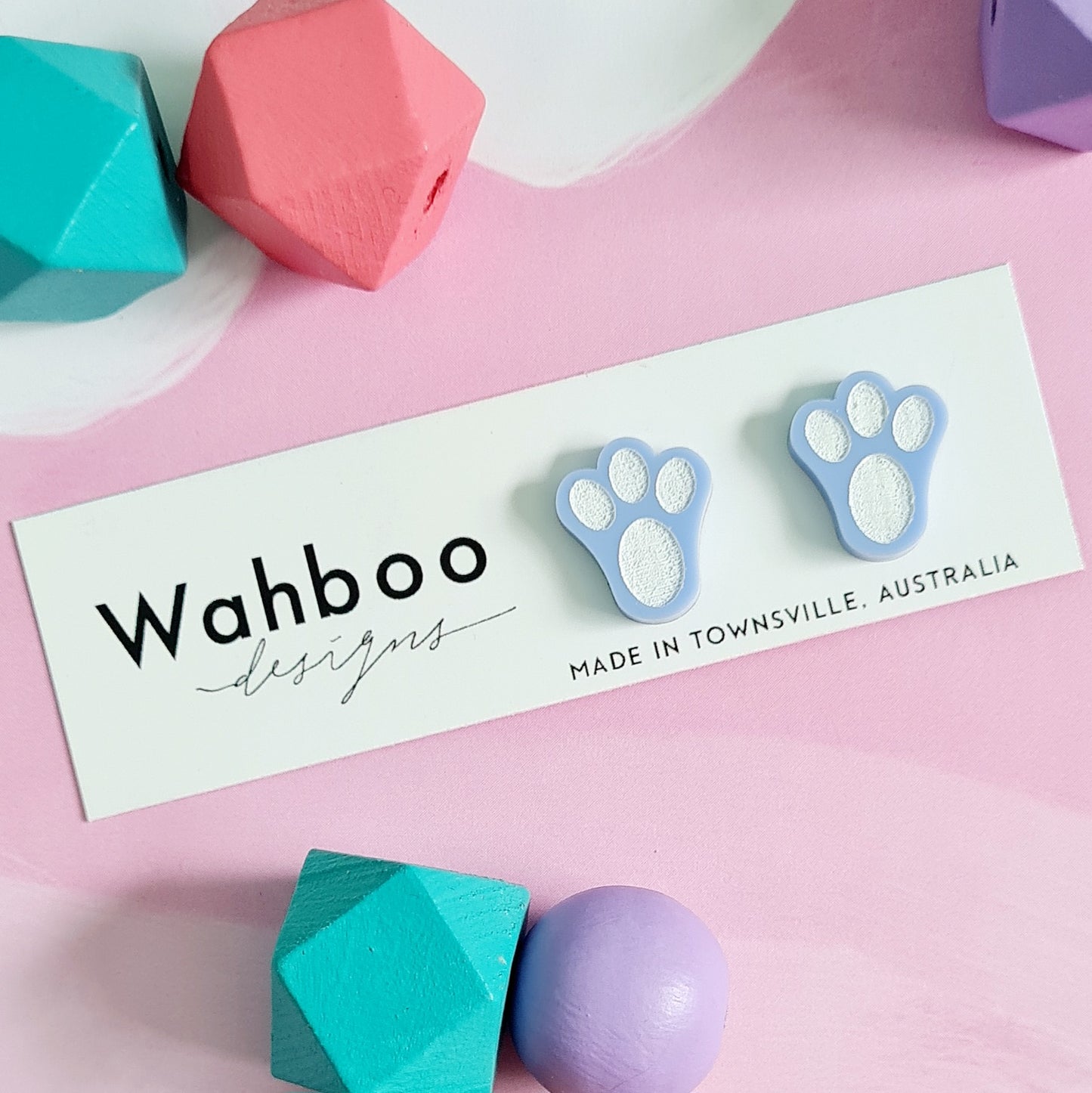 Easter Bunny Paw Print Stud Earrings