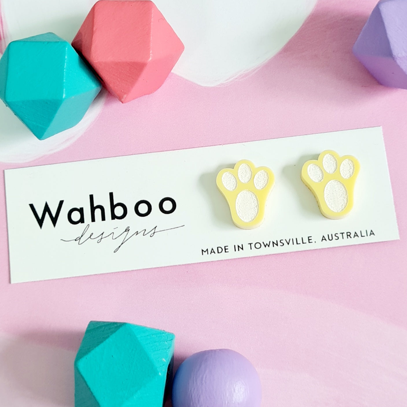 Easter Bunny Paw Print Stud Earrings