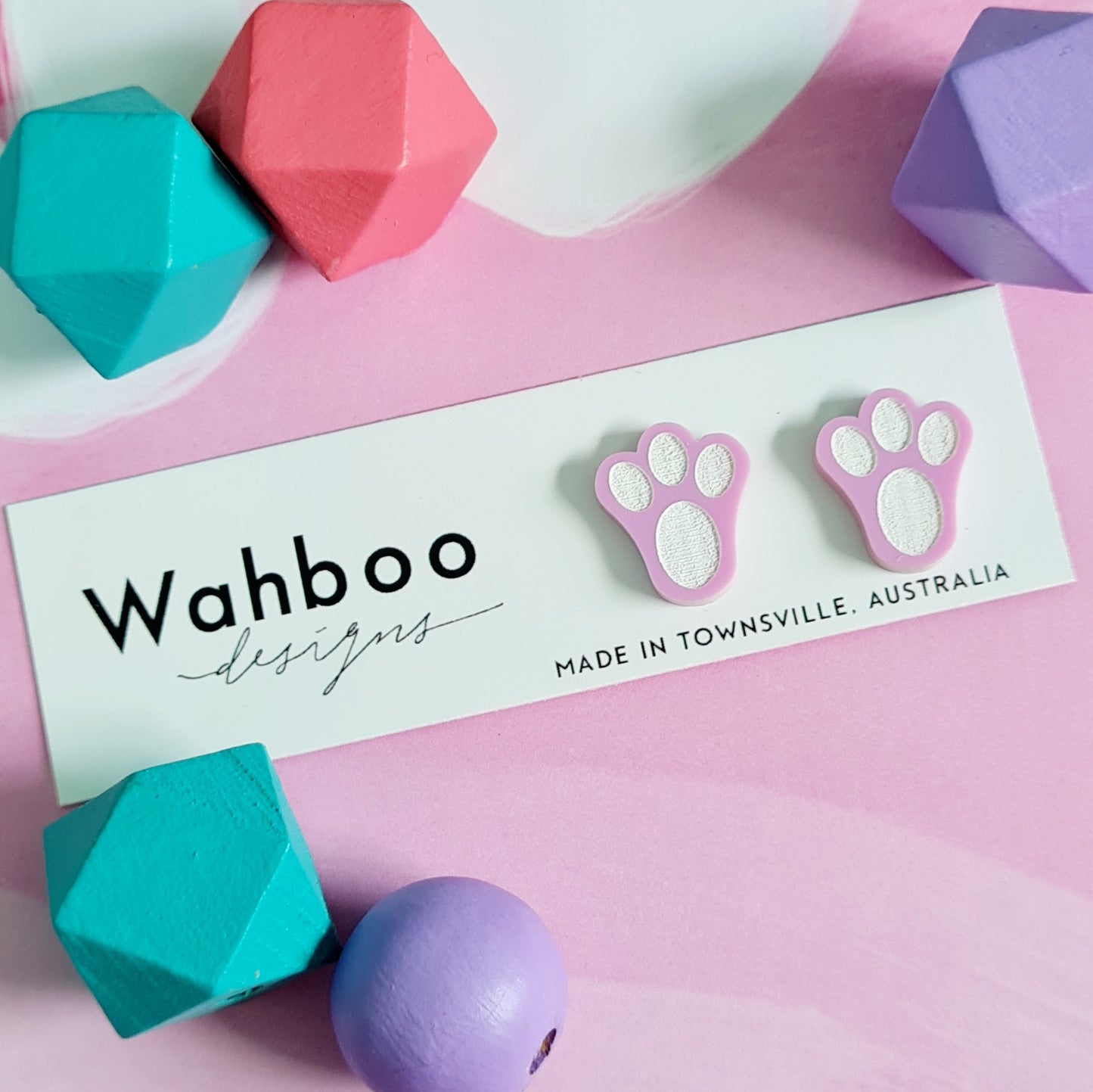 Easter Bunny Paw Print Stud Earrings