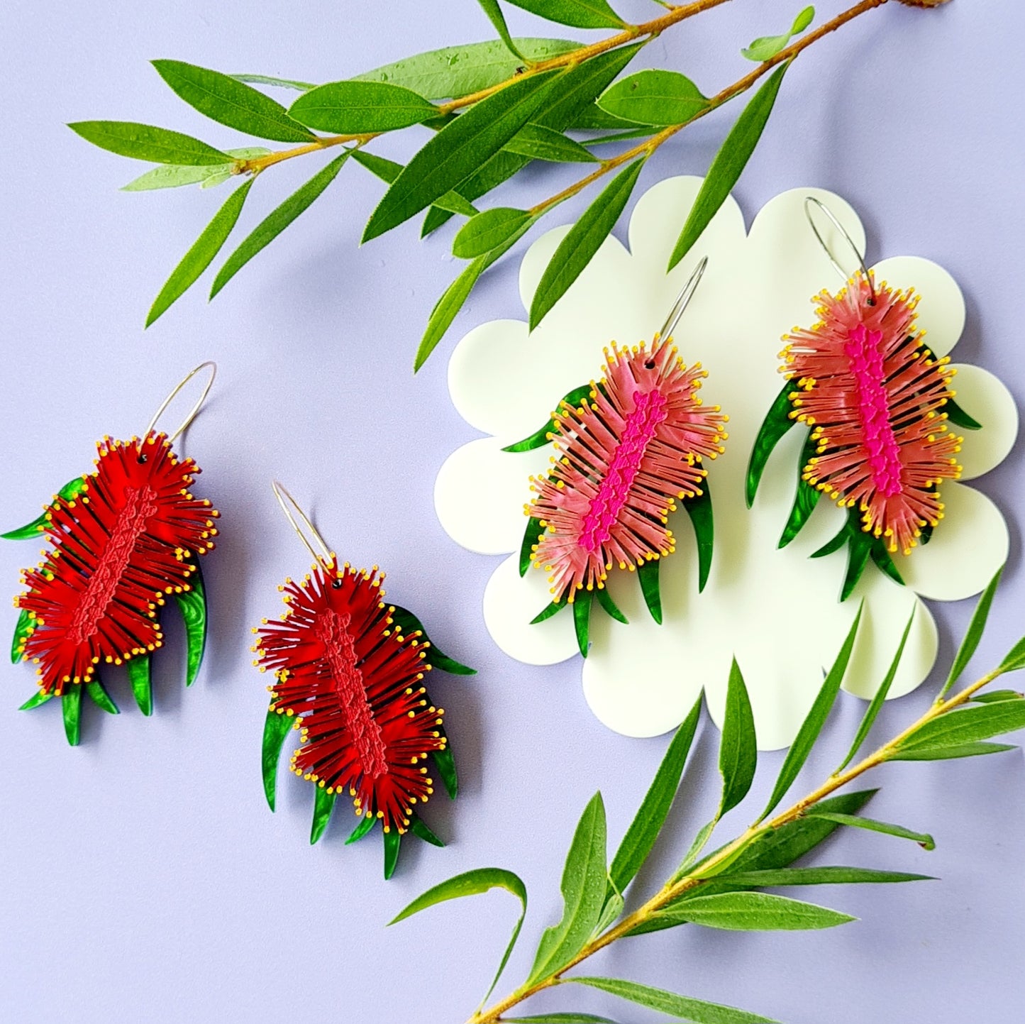 Bottlebrush Flower Dangle Earrings