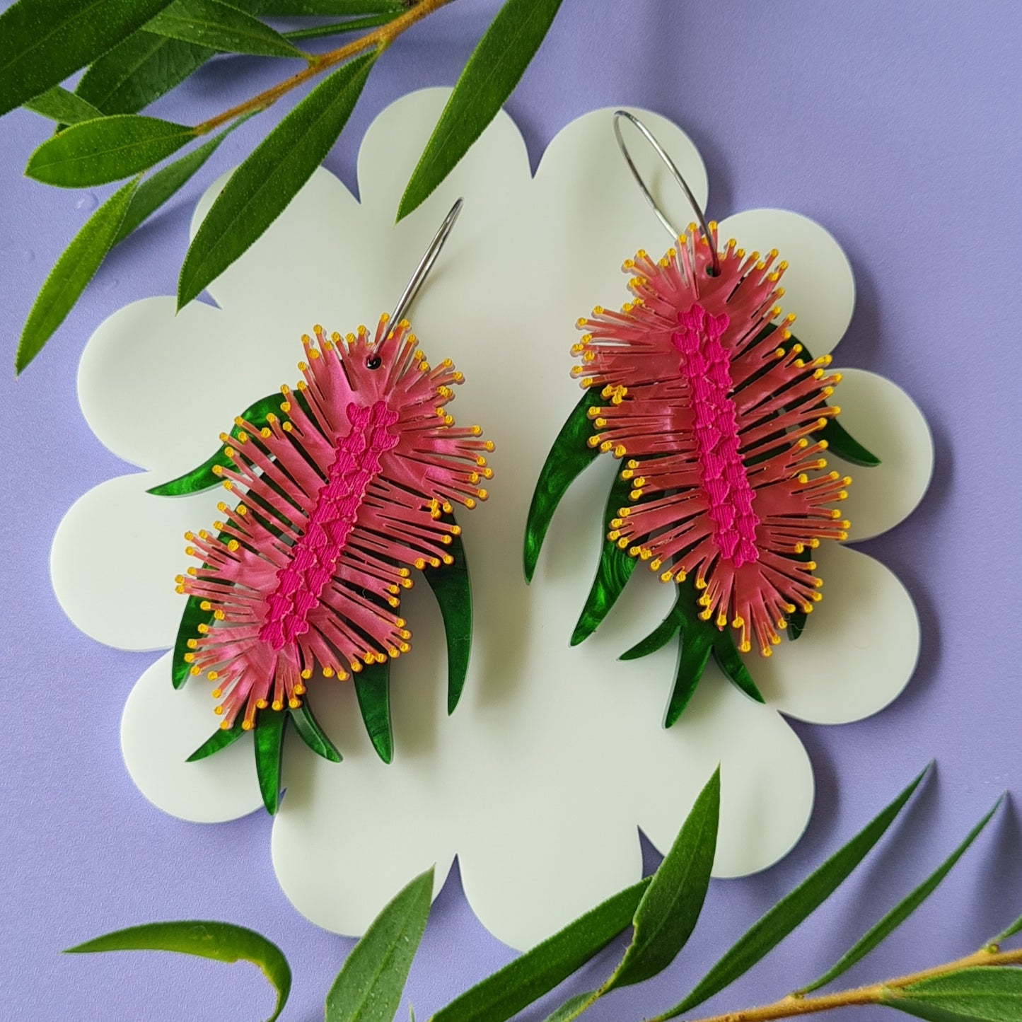Bottlebrush Flower Dangle Earrings
