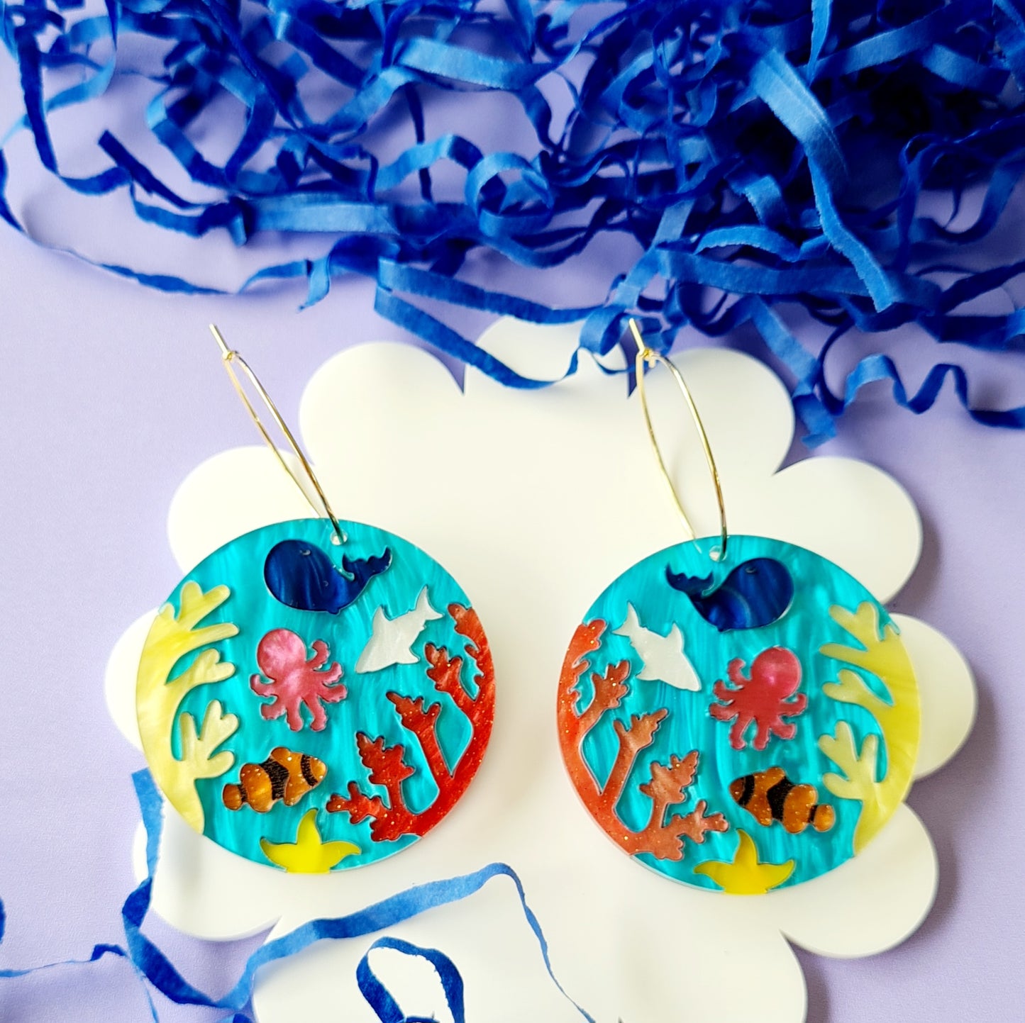 Reef Ocean Scene Dangle Earrings