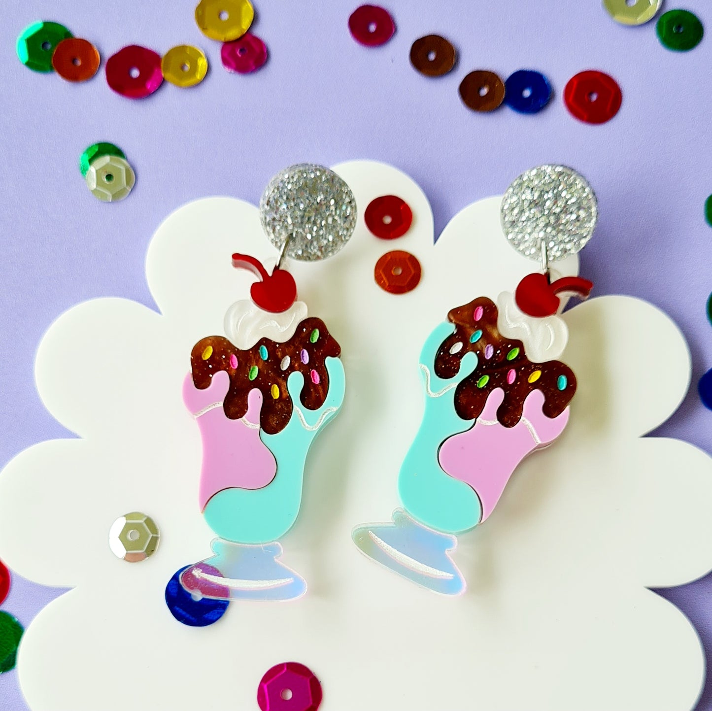 Ice Cream Sundae Dangle Earrings