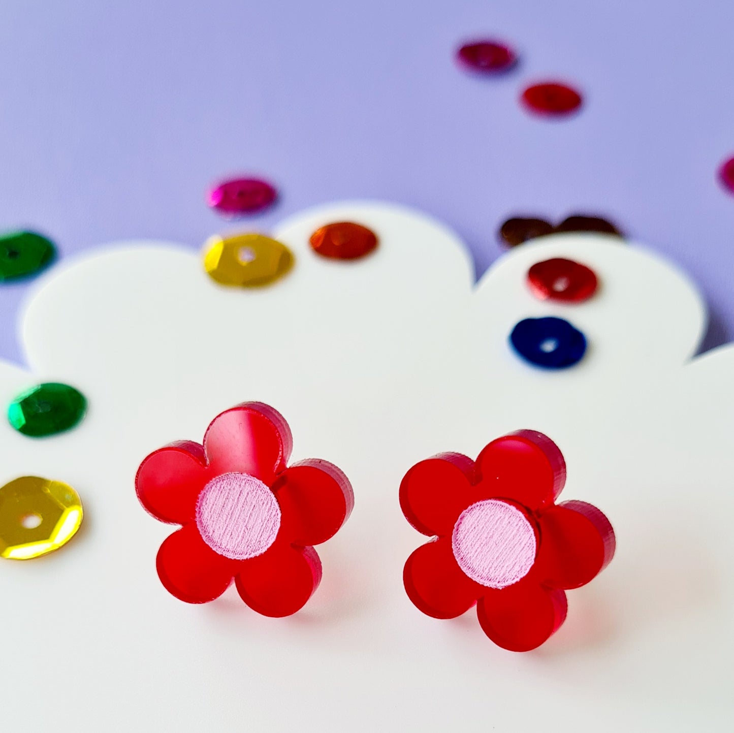 Cute Painted Flower Stud Earrings