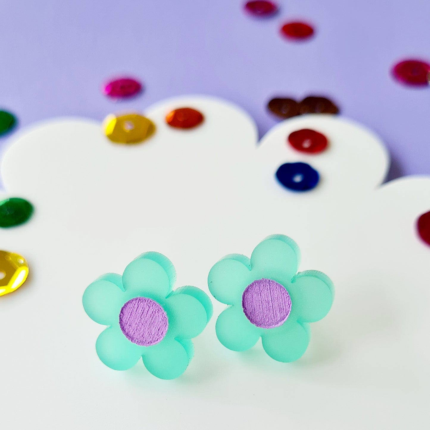 Cute Painted Flower Stud Earrings