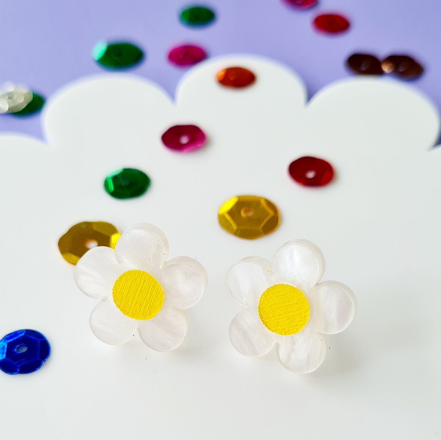 Cute Painted Flower Stud Earrings