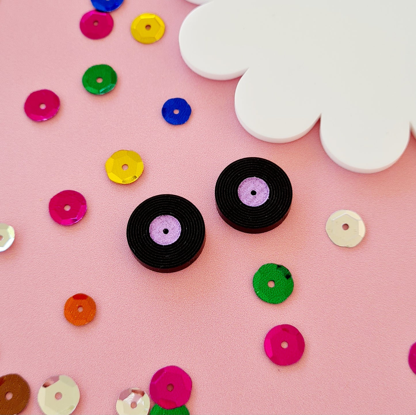 Record Vinyl Stud Earrings