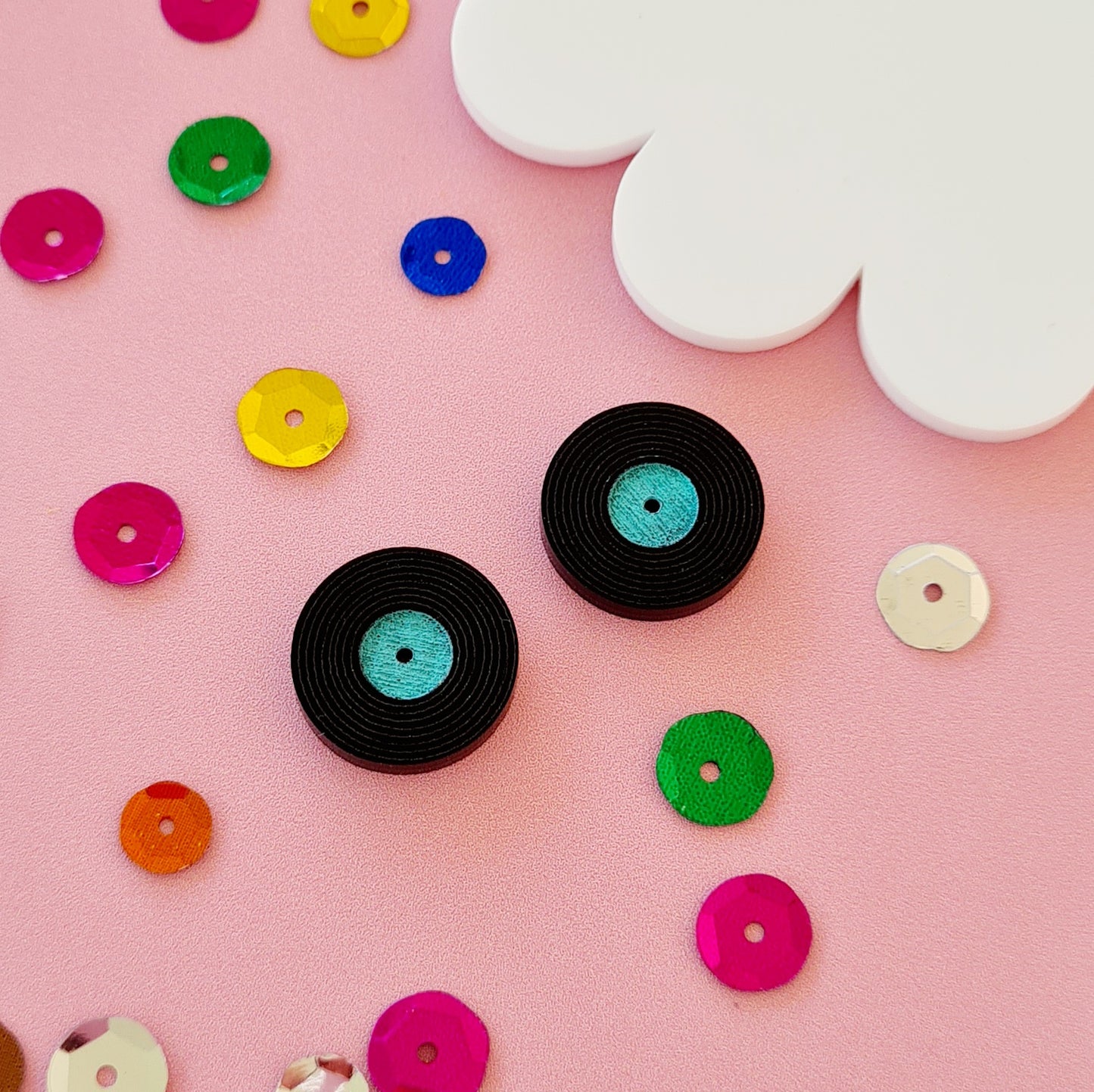 Record Vinyl Stud Earrings