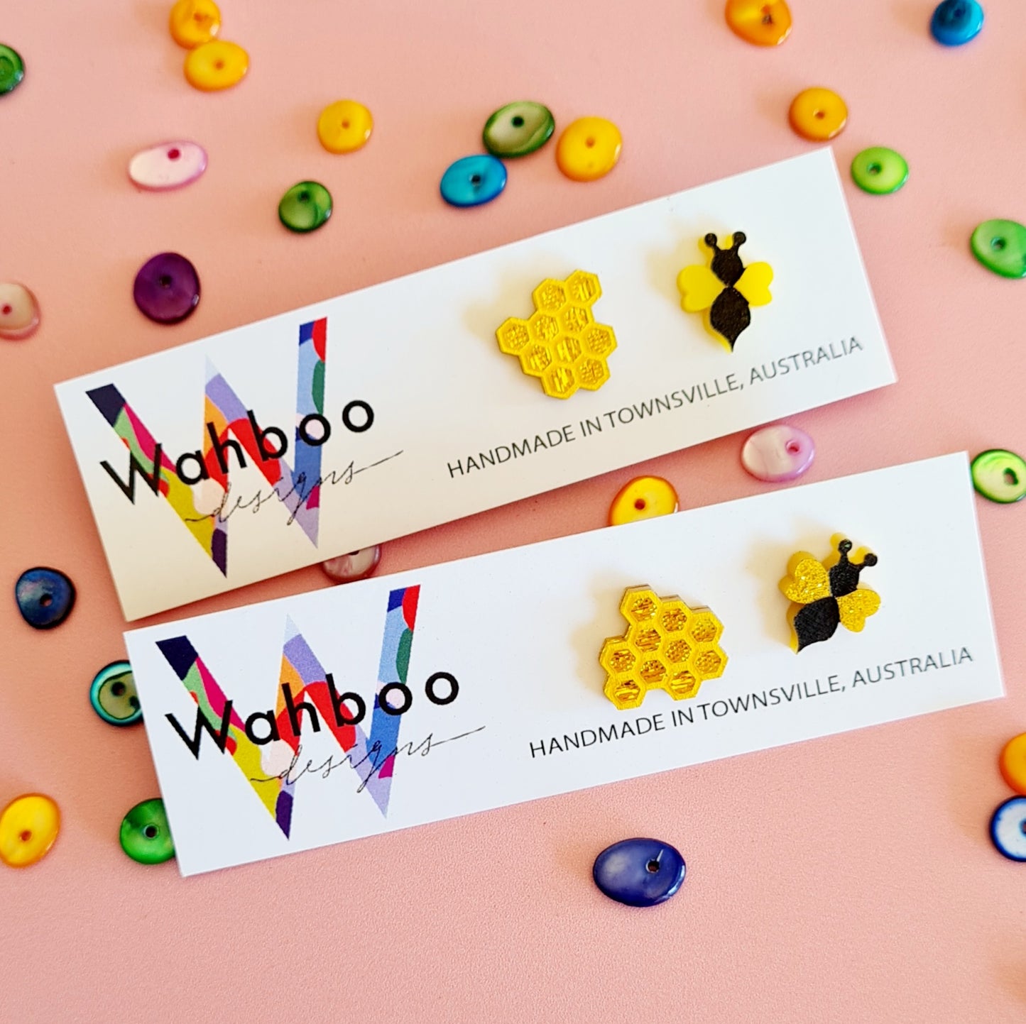 Bee and Honeycomb Stud Earrings