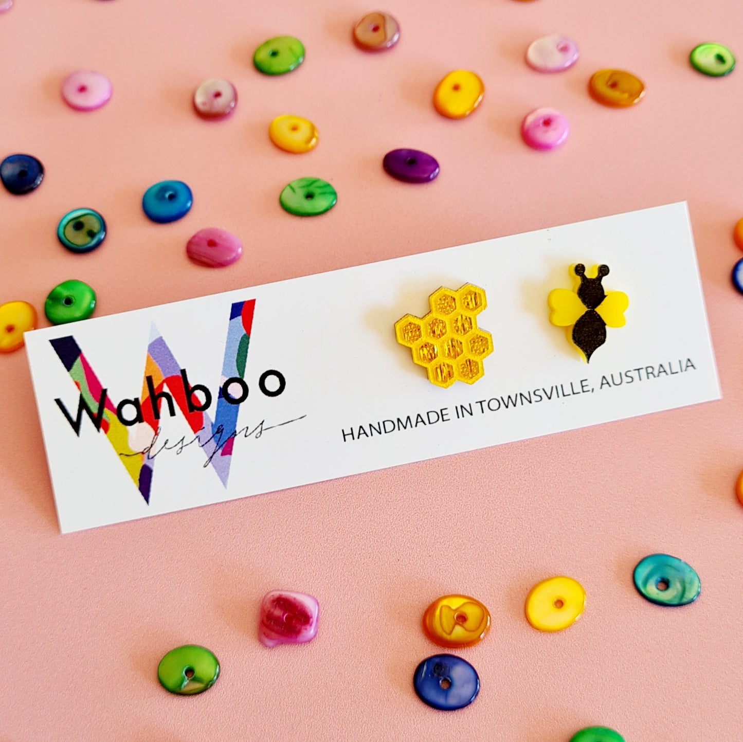 Bee and Honeycomb Stud Earrings