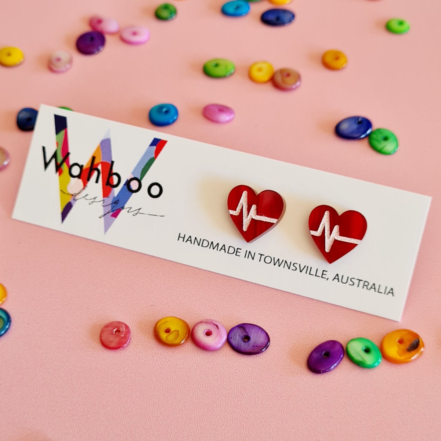 Heart ECG Stud Earrings