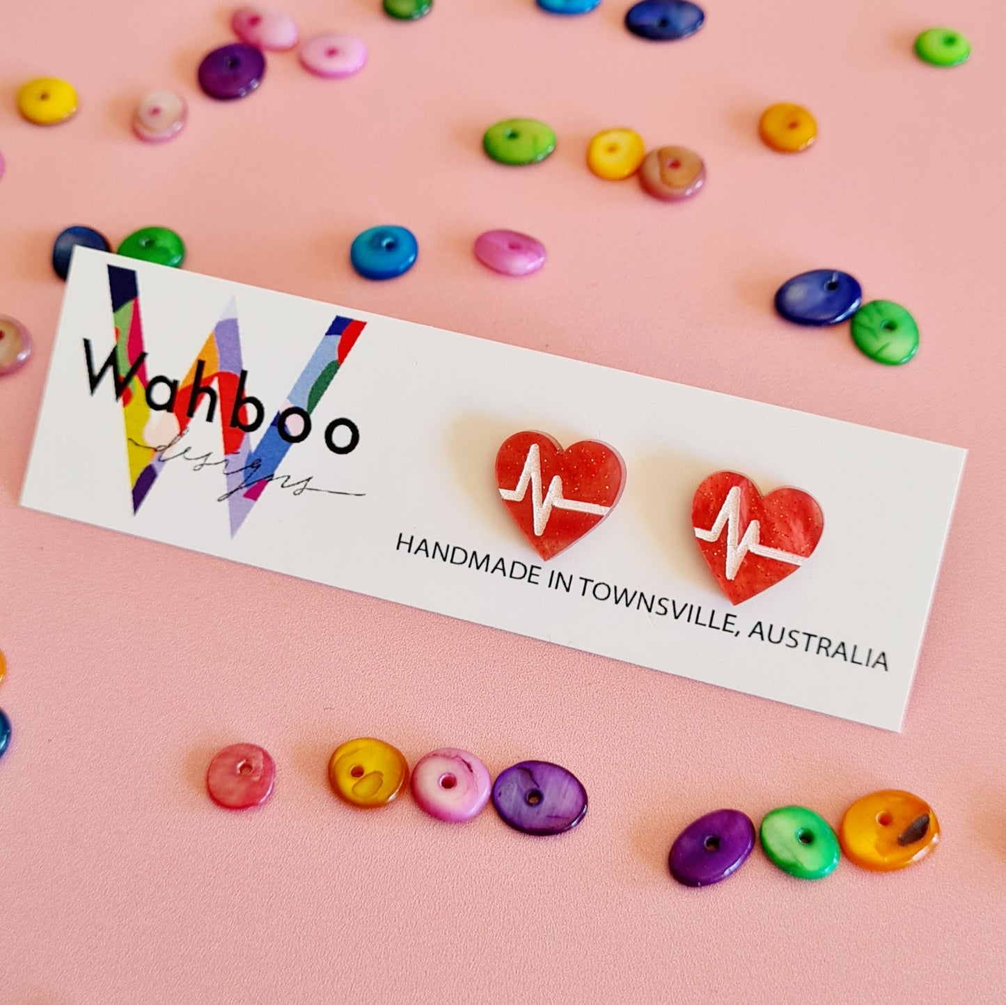 Heart ECG Stud Earrings