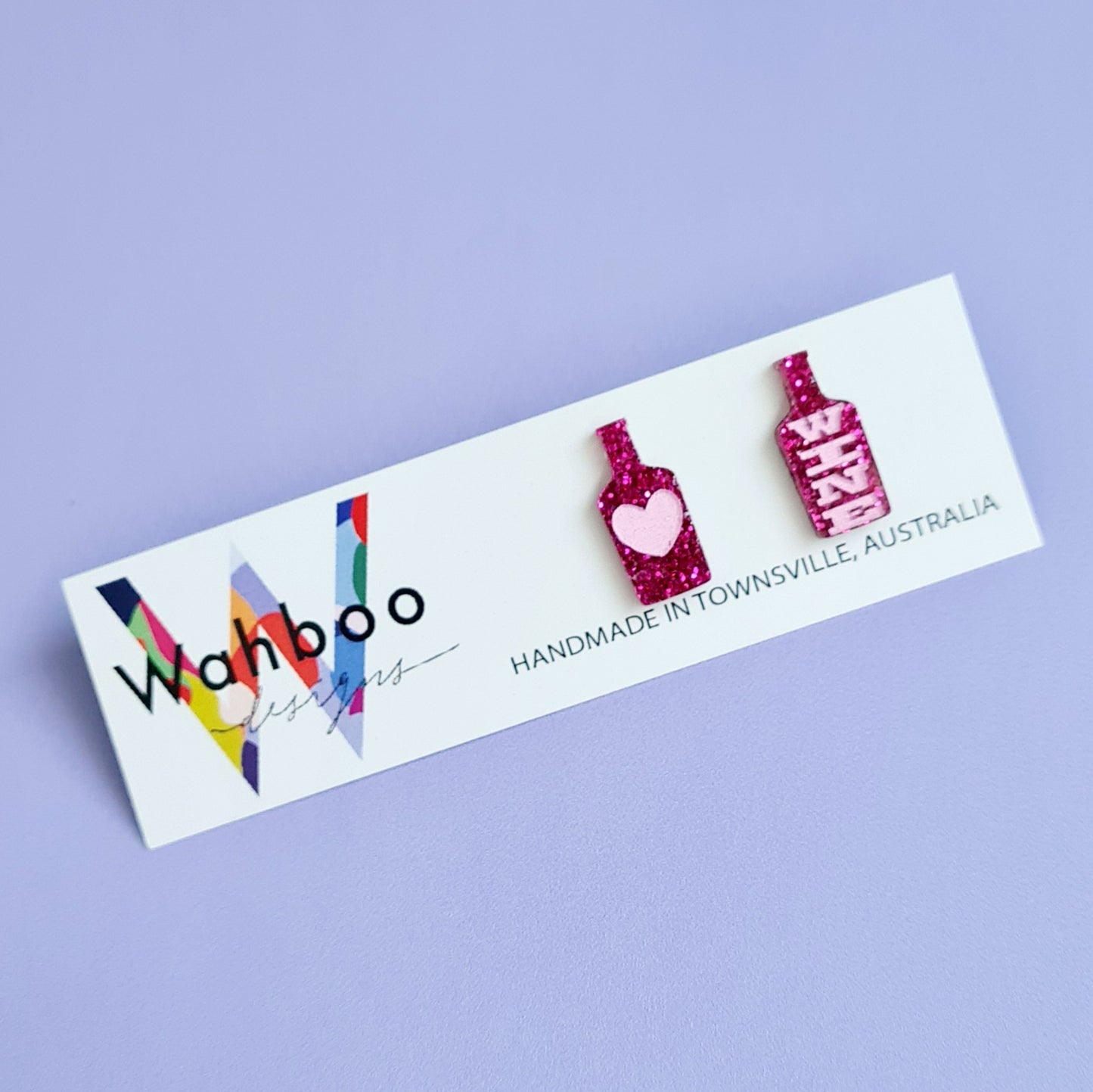 Wine Bottle and Glass Stud Earrings